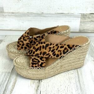 Mark Fisher Womens 8.5 cheetah calf fur and leather espadrilles new leather